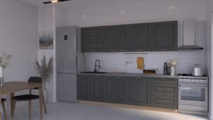 Bucătărie Maria Rame MDF Grafit Fibră 2,6m C0 - imagine 3