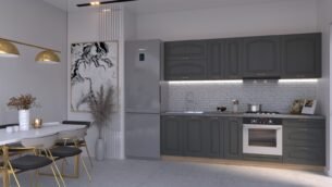 Bucătărie Maria Clasic NEW MDF Grafit Fibră 2,6m HC - imagine 3