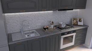 Bucătărie Maria Clasic NEW MDF Grafit Fibră 3,0m HC - imagine 3