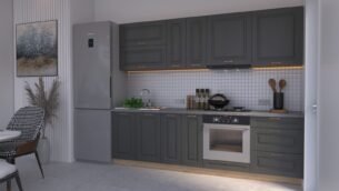 Bucătărie Maria Rame MDF Grafit Fibră 2,6m HC - imagine 3