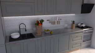 Bucătărie Maria Chenar MDF Gri Soft 2,0m C0 - imagine 3