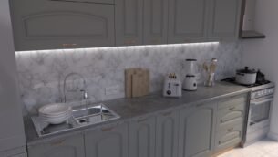 Bucătărie Maria Clasic NEW MDF Gri Soft 2,0m C0 - imagine 3