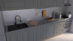 Bucătărie Maria Rame MDF Gri Soft 2,0m C0 - imagine 3