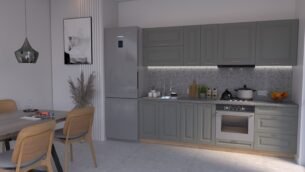 Bucătărie Maria Chenar MDF Gri Soft 2,6m HC - imagine 3