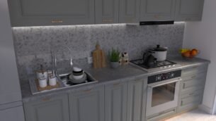 Bucătărie Maria Chenar MDF Gri Soft 2,0m HC - imagine 3