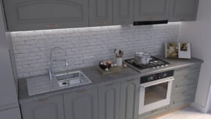 Bucătărie Maria Clasic NEW MDF Gri Soft 2,6m HC - imagine 4