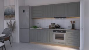 Bucătărie Maria Rame MDF Gri Soft 2,6m HC - imagine 3