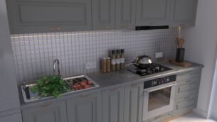 Bucătărie Maria Rame MDF Gri Soft 2,0m HC - imagine 3