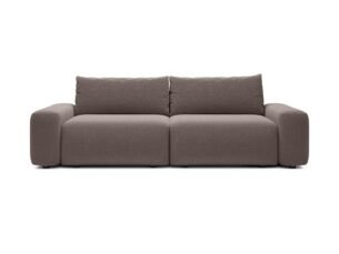 Canapea extensibilă LOOP, 257 cm, culoare taupe-brun deschis, stofă boucle dens moale, extensia 200×136 cm