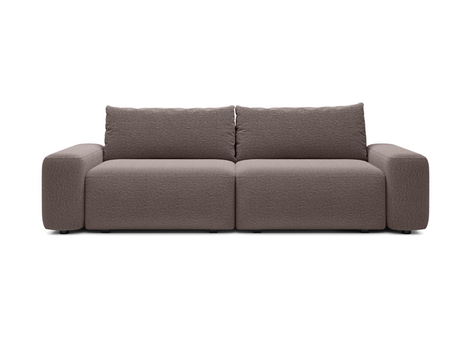 LOOP-Bouli-sofa-Lambi-3-2-scaled-1.jpg Canapea extensibilă LOOP, 257 cm, culoare taupe-brun deschis, stofă boucle dens moale, extensia 200×136 cm - imagine 1