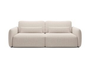 Canapea extensibilă MOSSA, 238 cm, culoare bej deschis, stofă chenille impermeabilă, extensia 200×149 cm