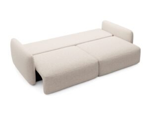 Canapea extensibilă MOSSA, 238 cm, culoare bej deschis, stofă chenille impermeabilă, extensia 200×149 cm - imagine 2