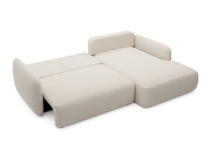 Colțar extensibil MOSSA, spațiu de depozitare, 243x163 cm, culoare bej deschis, stofă chenille densă impermeabilă, dreapta - imagine 2