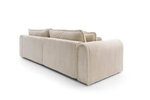 Canapea extensibilă Bravia MAX-size, 302cm, extensie 2 zone, culoare ivory, material fluffy velur raiat premium, extensie 244×182 cm - imagine 4