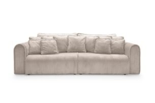 Canapea extensibilă Bravia MAX-size, 302cm, extensie 2 zone, culoare bej, material fluffy velur raiat premium, extensie 244×182 cm - imagine 6