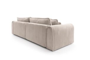 Canapea extensibilă Bravia MAX-size, 302cm, extensie 2 zone, culoare bej, material fluffy velur raiat premium, extensie 244×182 cm - imagine 4
