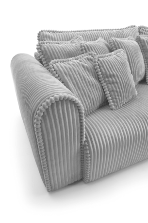 Canapea extensibilă Bravia MAX-size, 302cm, extensie 2 zone, culoare gri, material fluffy velur raiat premium, extensie 244×182 cm - imagine 5