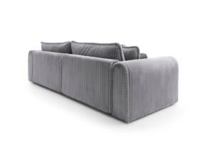 Canapea extensibilă Bravia MAX-size, 302cm, extensie 2 zone, culoare gri închis, material fluffy velur raiat premium, extensie 244×182 cm - imagine 4