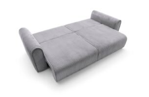 Canapea extensibilă Bravia MAX-size, 302cm, extensie 2 zone, culoare gri închis, material fluffy velur raiat premium, extensie 244×182 cm - imagine 2
