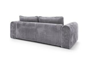 Canapea extensibilă Bravia MINI-size, culoare gri închis, material fluffy velur raiat premium, 260cm lungime, extensie 200×160 cm - imagine 4