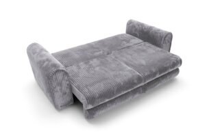 Canapea extensibilă Bravia MINI-size, culoare gri închis, material fluffy velur raiat premium, 260cm lungime, extensie 200×160 cm - imagine 2