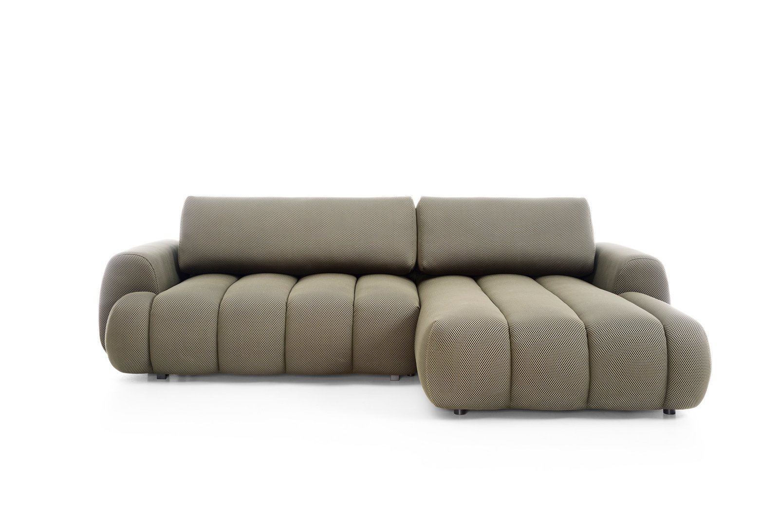 Passo_naroznik_Sonic-40_01.jpg Colțar extensibil PASSO M, spațiu de depozitare, cusături verticale, 272x168 cm, culoare maro grafit, stofă efect 4D, dreapta - imagine 1