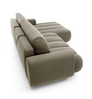 Colțar extensibil PASSO M, spațiu de depozitare, cusături verticale, 272x168 cm, culoare maro grafit, stofă efect 4D, stanga - imagine 5