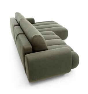 Colțar extensibil PASSO M, spațiu de depozitare, cusături verticale, 272x168 cm, culoare verde olive închis, stofă efect 4D, dreapta - imagine 5