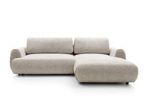 Colțar extensibil POCKET M, spațiu de depozitare, 270x167 cm, culoare bej deschis, stofă premium, dreapta