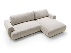 Colțar extensibil POCKET M, spațiu de depozitare, 270x167 cm, culoare bej deschis, stofă premium, dreapta - imagine 4