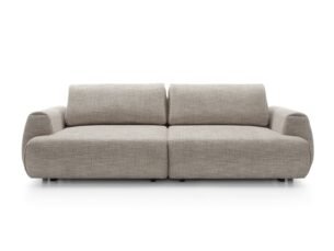 Canapea extensibilă POCKET, spațiu de depozitare, 260x106 cm, culoare gri deschis, stofă premium, extensie 200x150cm