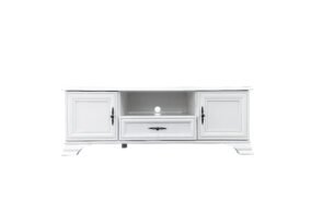Set living stil clasic provensal, Varianta 4, 2 vitrine cu comoda bar, Alb, ELORA, 340 cm - imagine 4