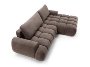 Colțar extensibil RIMINI M120, spațiu de depozitare, cusături verticale, 280x178 cm, culoare maro ciocolatiu, stofă chenille, stanga - imagine 4