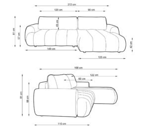 Colțar extensibil PASSO M, spațiu de depozitare, cusături verticale, 272x168 cm, culoare verde olive închis, stofă efect 4D, dreapta - imagine 6