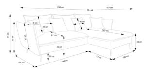 Colțar extensibil GLOSS, spațiu de depozitare, 258x167 cm, culoare verde, stofă catifelată, dreapta - imagine 6