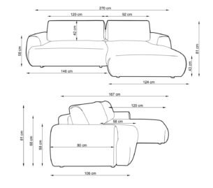 Colțar extensibil POCKET M, spațiu de depozitare, 270x167 cm, culoare bej deschis, stofă premium, dreapta - imagine 6