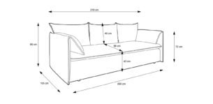 Canapea extensibilă GOLD, 218 cm, culoare bej, stofă velur raiat, spațiu de depozitare, extensia 200x135 cm - imagine 6