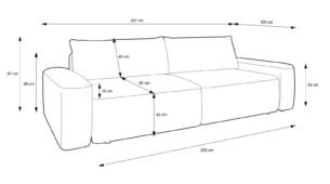 Canapea extensibilă LOOP, 257 cm, culoare bej, stofă boucle dens moale, extensia 200×136 cm - imagine 5