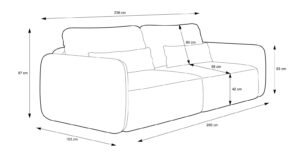 Canapea extensibilă MOSSA, 238 cm, culoare bej deschis, stofă chenille impermeabilă, extensia 200×149 cm - imagine 5