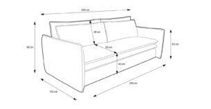 Canapea extensibilă TILIA SLIM, 229 cm, culoare bej-cappuccino, stofă velur raiat pet-friendly, extensia 200×140 cm - imagine 6