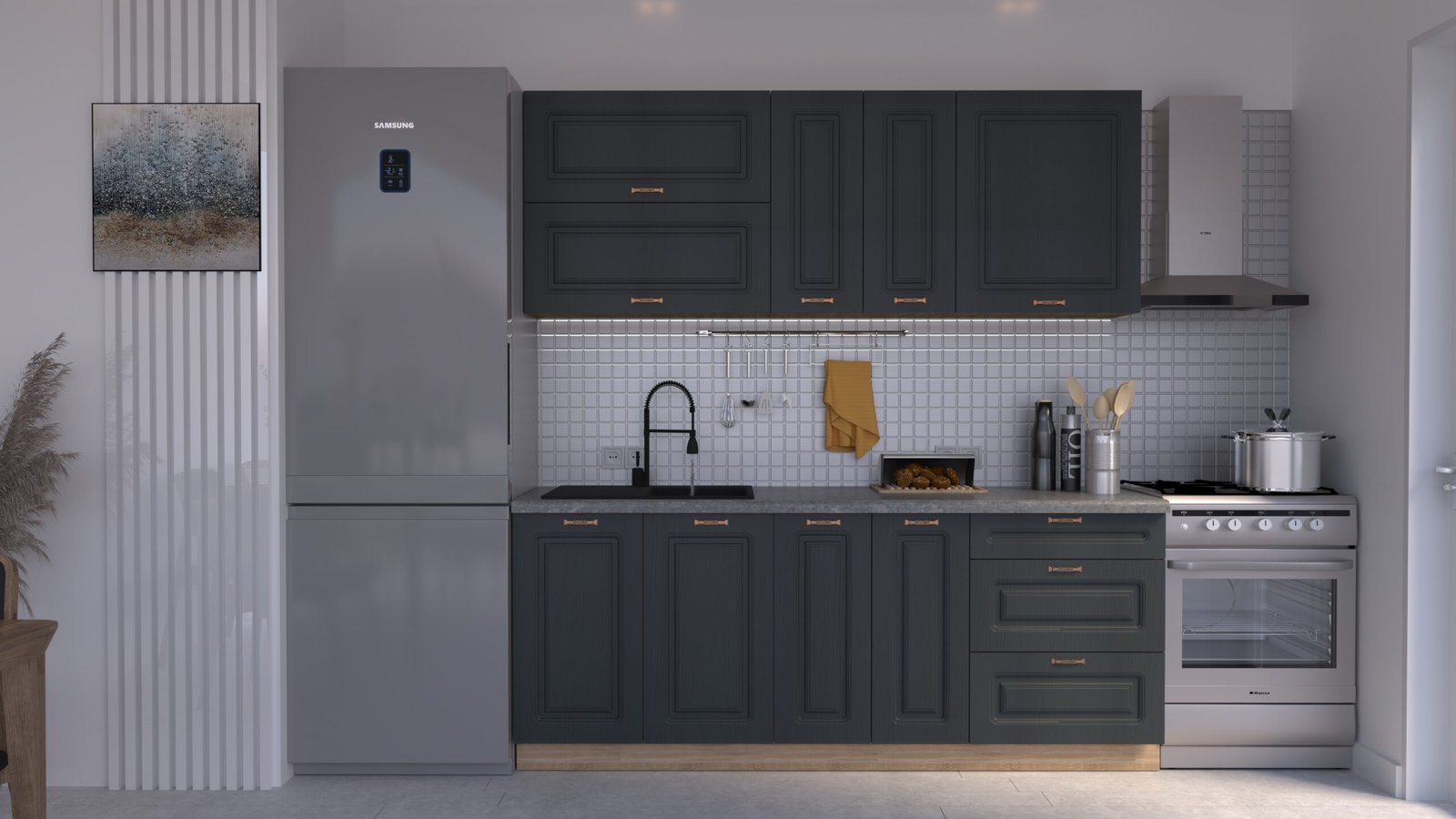 Satina-stejar-2m-C0-RAME-scaled-1.jpg Bucătărie Maria Rame MDF Satină Fibră 2,0m C0 - imagine 1