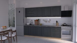 Bucătărie Maria Chenar MDF Satină Fibră 2,6m C0 - imagine 3