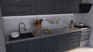 Bucătărie Maria Chenar MDF Satină Fibră 3,0m C0 - imagine 3