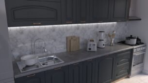 Bucătărie Maria Clasic NEW MDF Satină Fibră 2,0m C0 - imagine 3