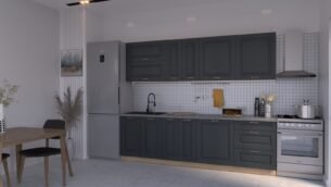 Bucătărie Maria Rame MDF Satină Fibră 2,6m C0 - imagine 3