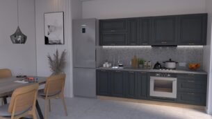 Bucătărie Maria Chenar MDF Satină Fibră 2,6m HC - imagine 3