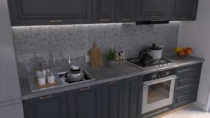 Bucătărie Maria Chenar MDF Satină Fibră 2,6m HC - imagine 4