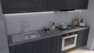 Bucătărie Maria Clasic NEW MDF Satină Fibră 2,6m HC - imagine 4