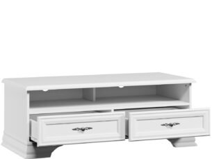 Comoda TV stil clasic provensal, Alb, ELORA, 125 cm - imagine 3