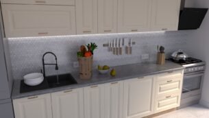 Bucătărie Maria Chenar MDF Vanilie Soft 2,0m C0 - imagine 3